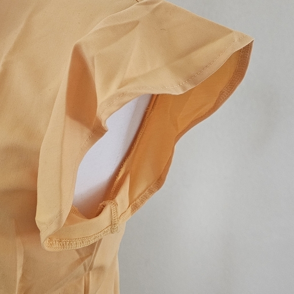 NWT Retro Stage Yellow Flutter Sleeve Princess Seam Button Down Bow Blou… - Picture 3 of 12